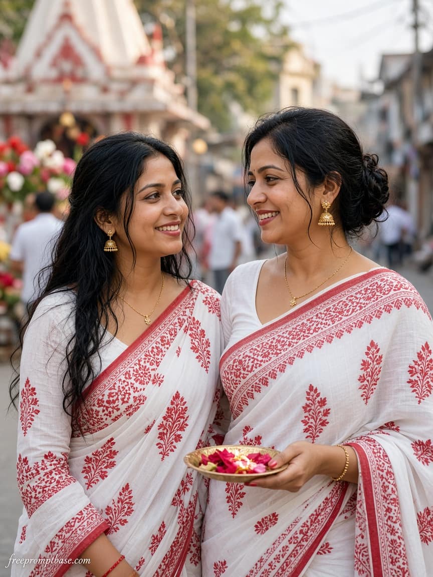 White Red Street Gemini Puja Friends Photo Prompt, image 4