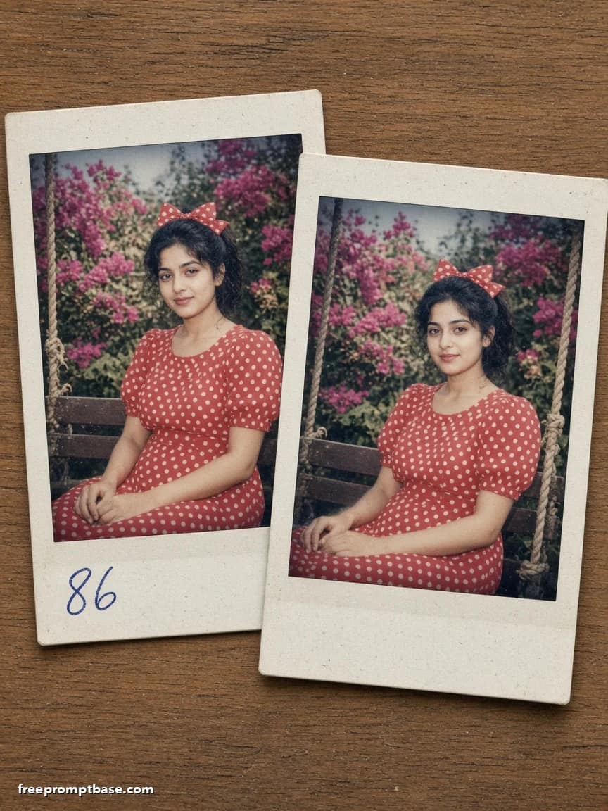 80s Trend Photo Prompt: Polaroid Polka Dot Dress, image 4
