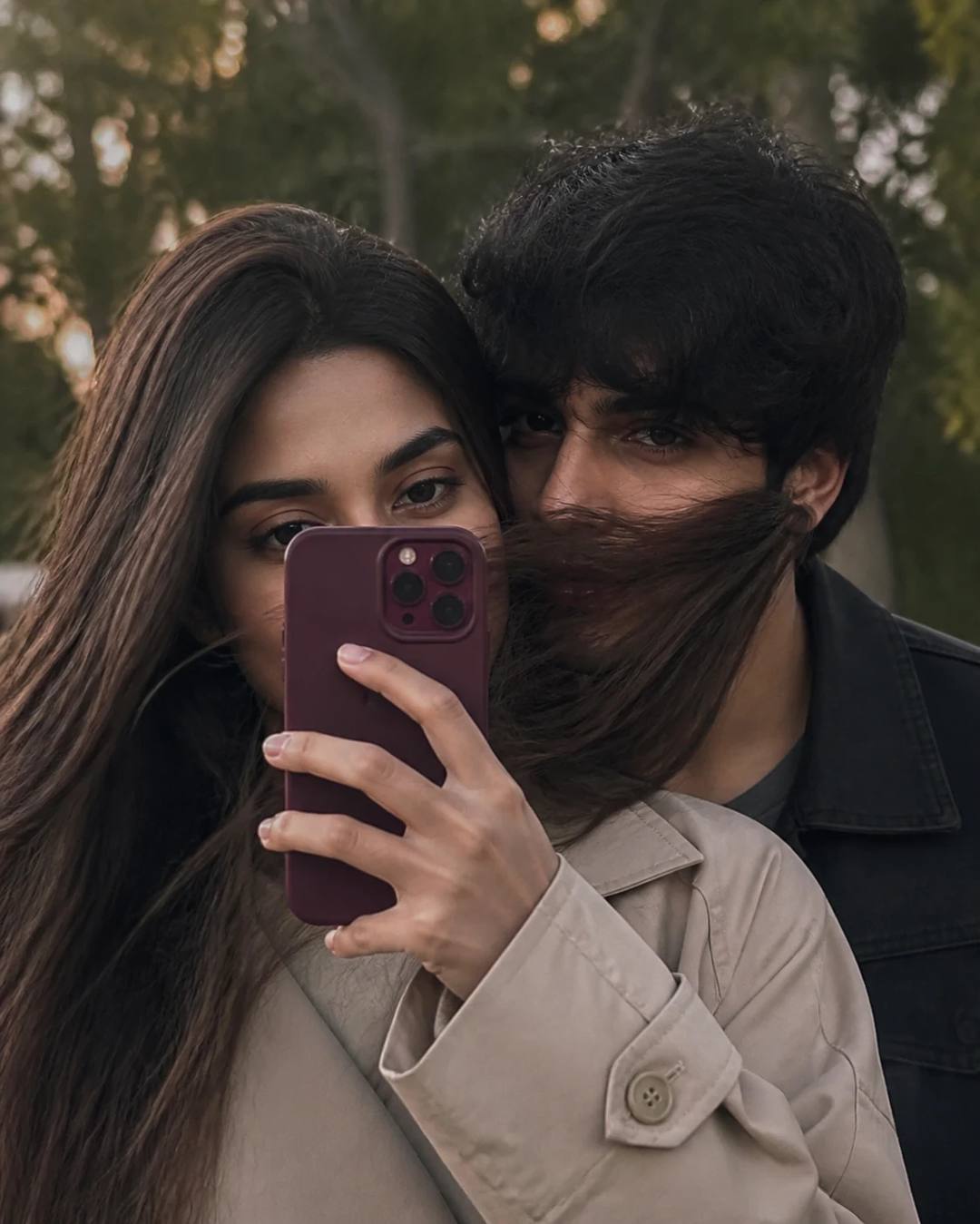 Candid Phone-Obscured Couple Selfie Photo Prompt, image 2