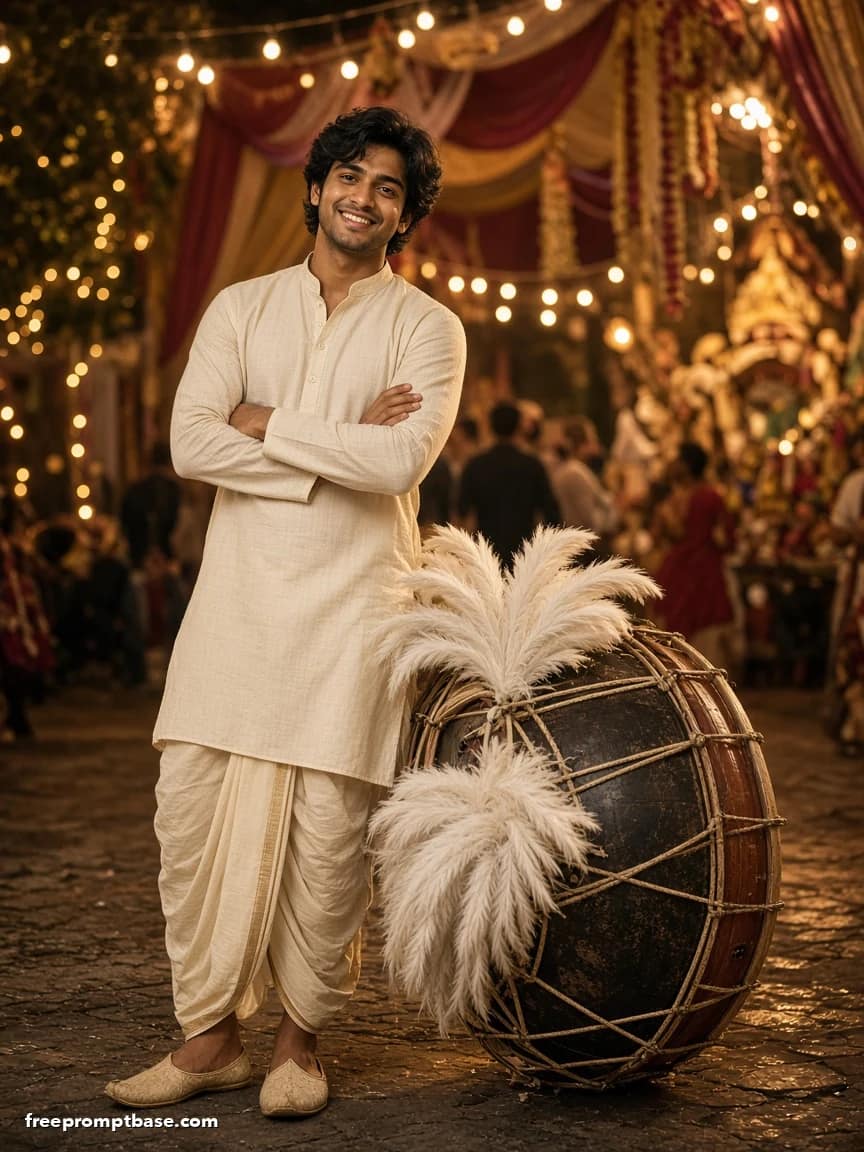 Durga Puja Gemini Prompt for Boys: Dhaak Drum, image 2