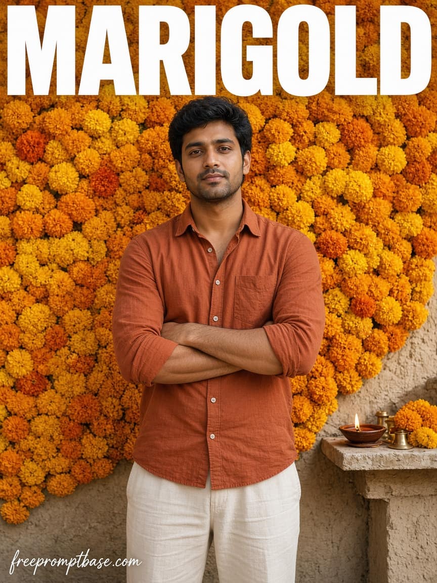 Marigold Wall Gemini Navratri Photo Prompt for Men, image 1