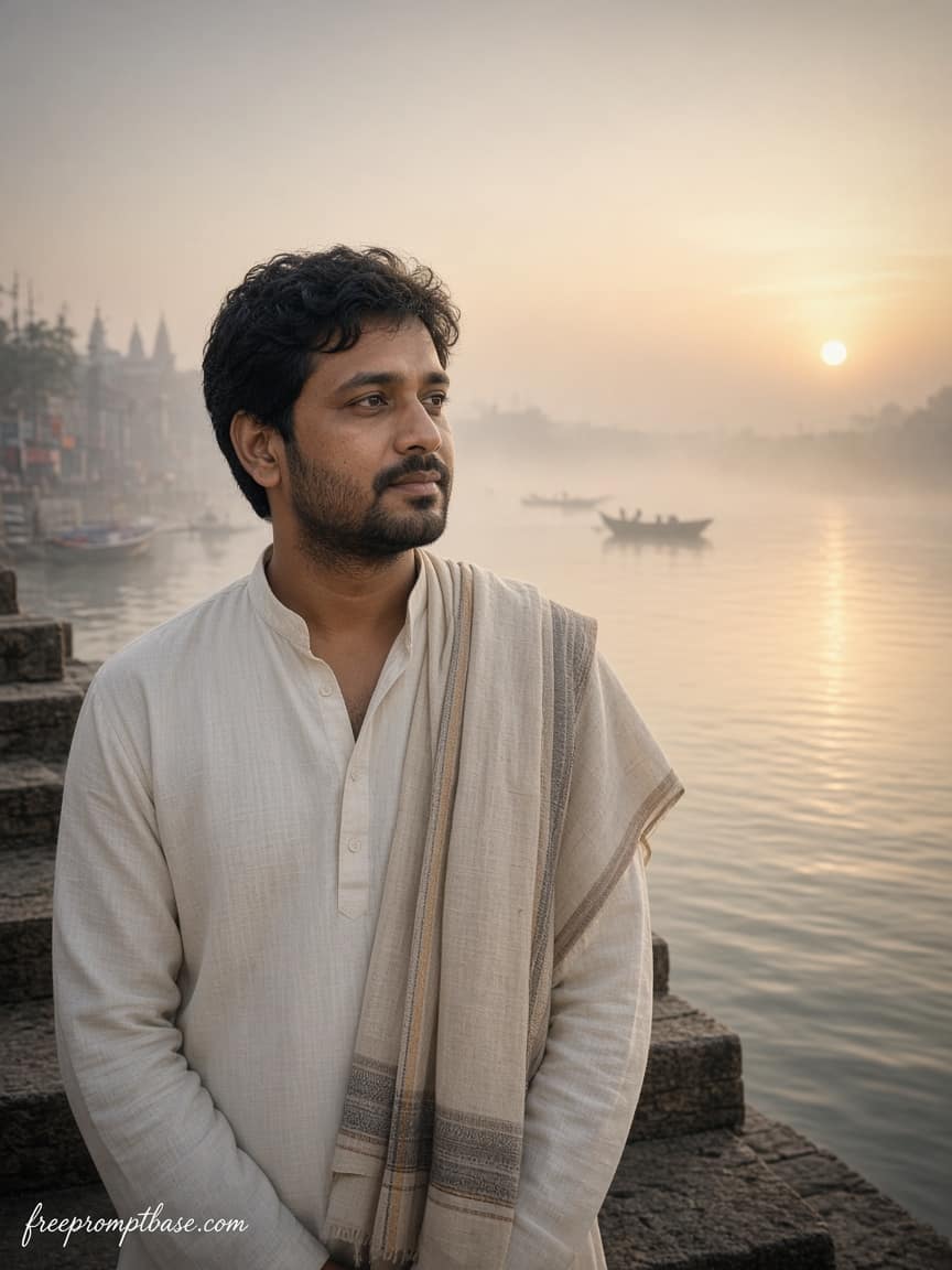 River Ghat Morning Gemini Durga Puja Photo Prompt, image 4