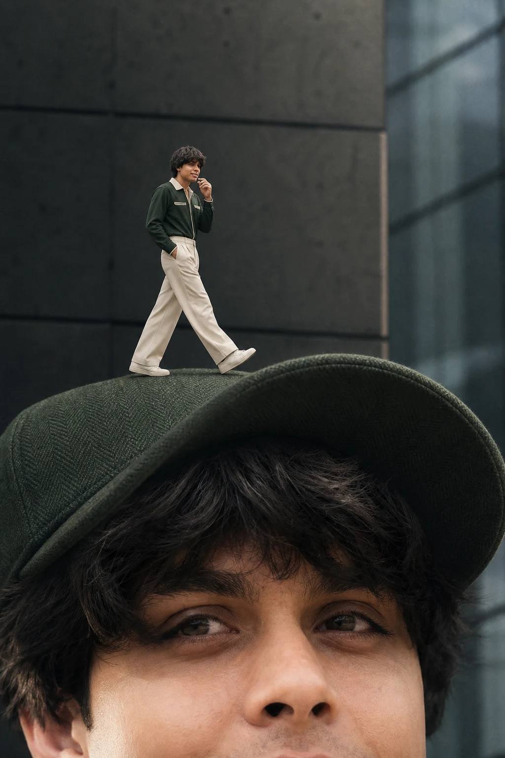 Giant Nike Cap Forced-Perspective Fashion Prompt, image 2