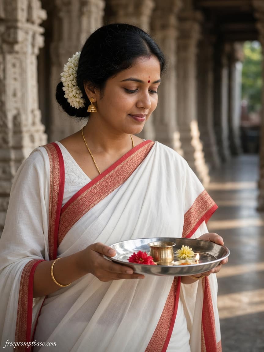Ashtami White Red Gemini Navratri Photo Prompt, image 4