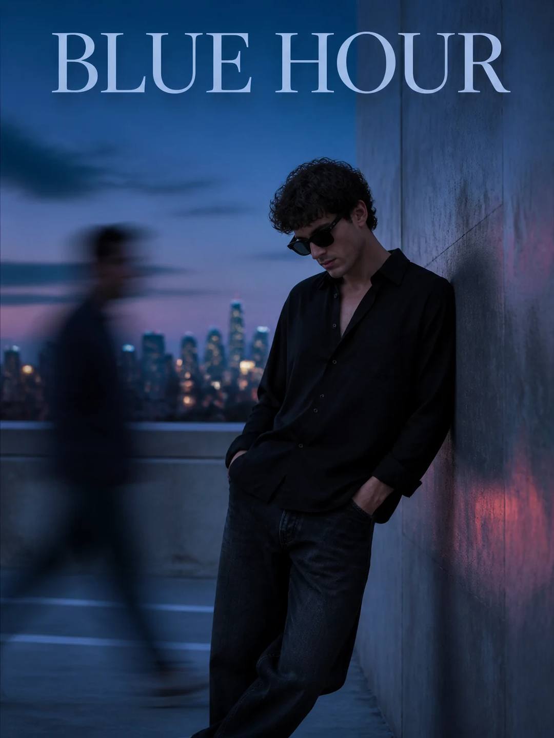 Blue Hour Rooftop Editorial Portrait Photo Prompt, image 1