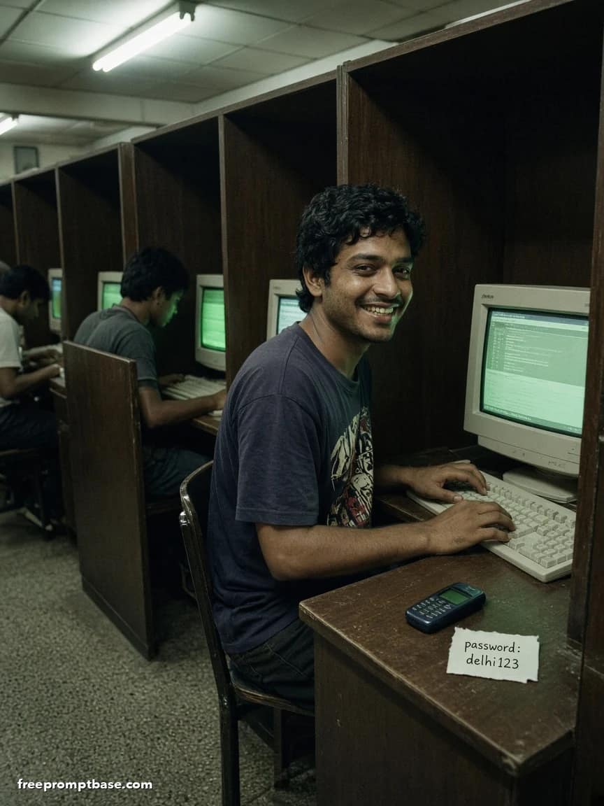 90s Cyber Cafe Photo Prompt: Retro CRT Monitor Nostalgia, image 3