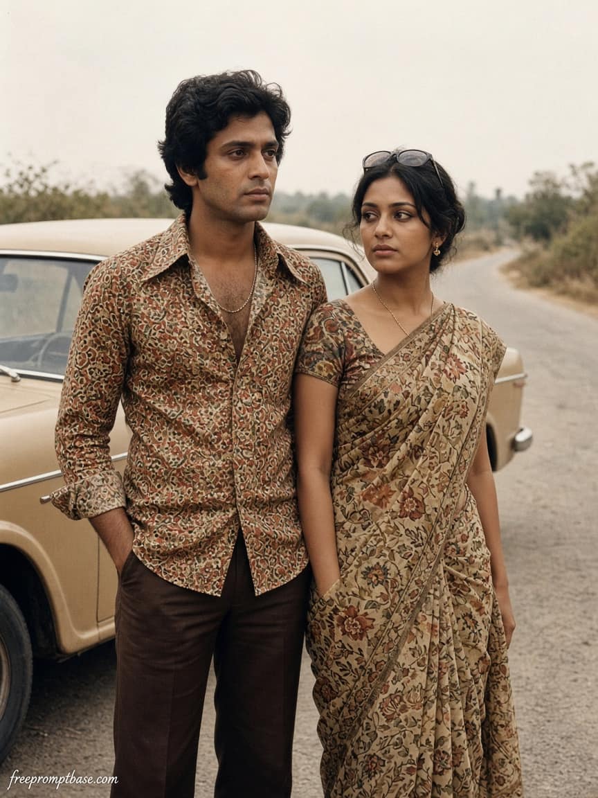 1970s Film Still Retro Gemini Couple Photo Prompt, image 2