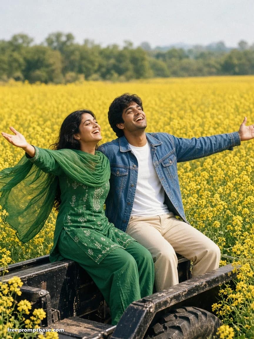 90s Photo Prompt for Couple: Mustard Field Romance, image 3