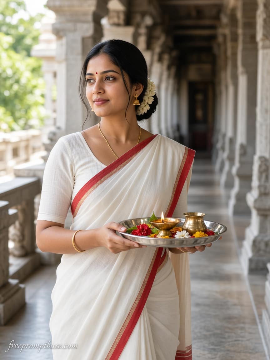 Ashtami White Red Gemini Navratri Photo Prompt, image 2