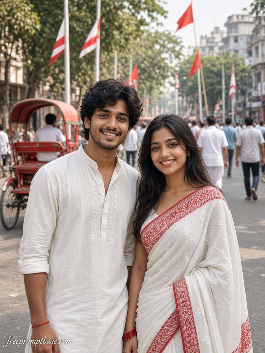 White Red Street Gemini Puja Friends Photo Prompt, image 2