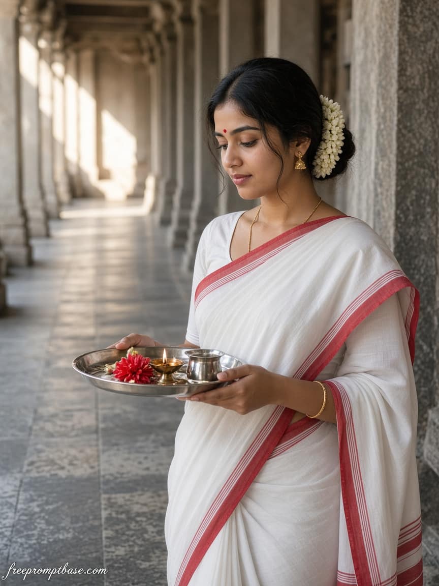 Ashtami White Red Gemini Navratri Photo Prompt, image 3