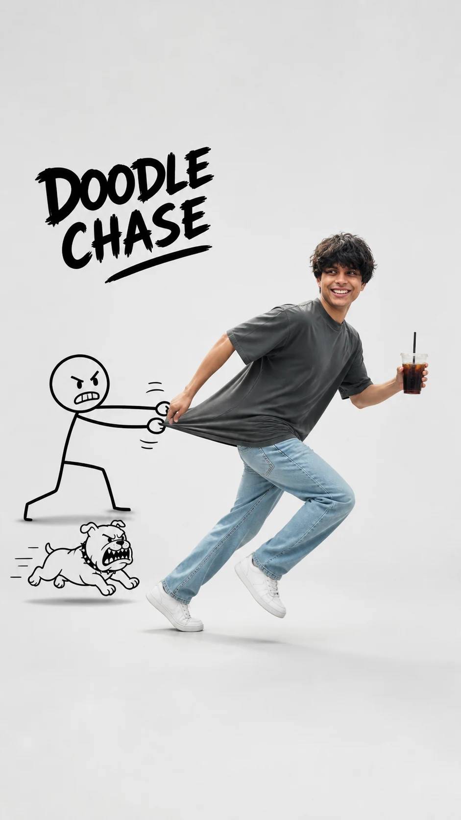 Comedic Doodle Stickman and Dog Chase Photo Prompt, image 1