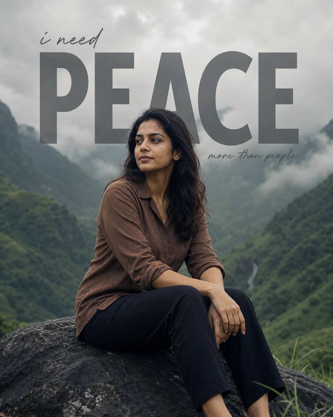 Misty Mountain Valley PEACE Typography Photo Prompt, image 3