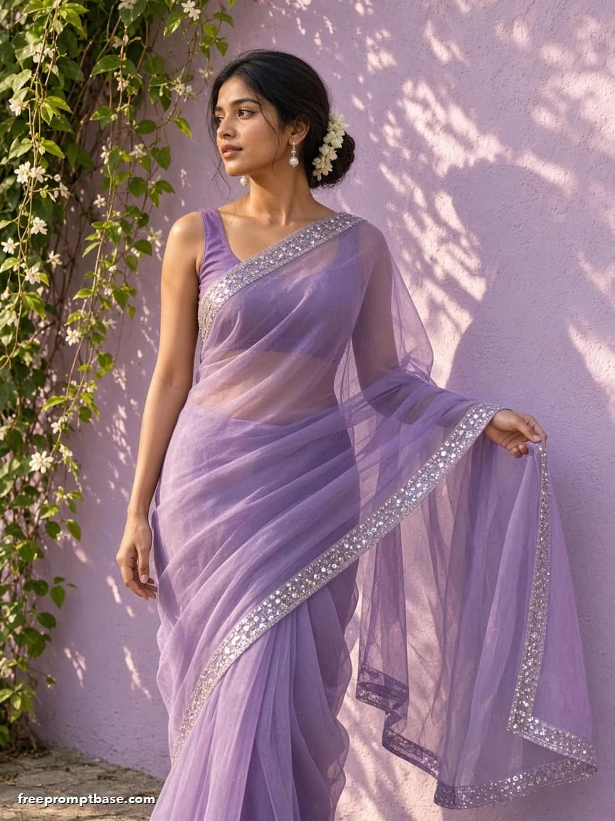 Trending Purple Saree Prompt for Gemini AI Photo Edit, image 2