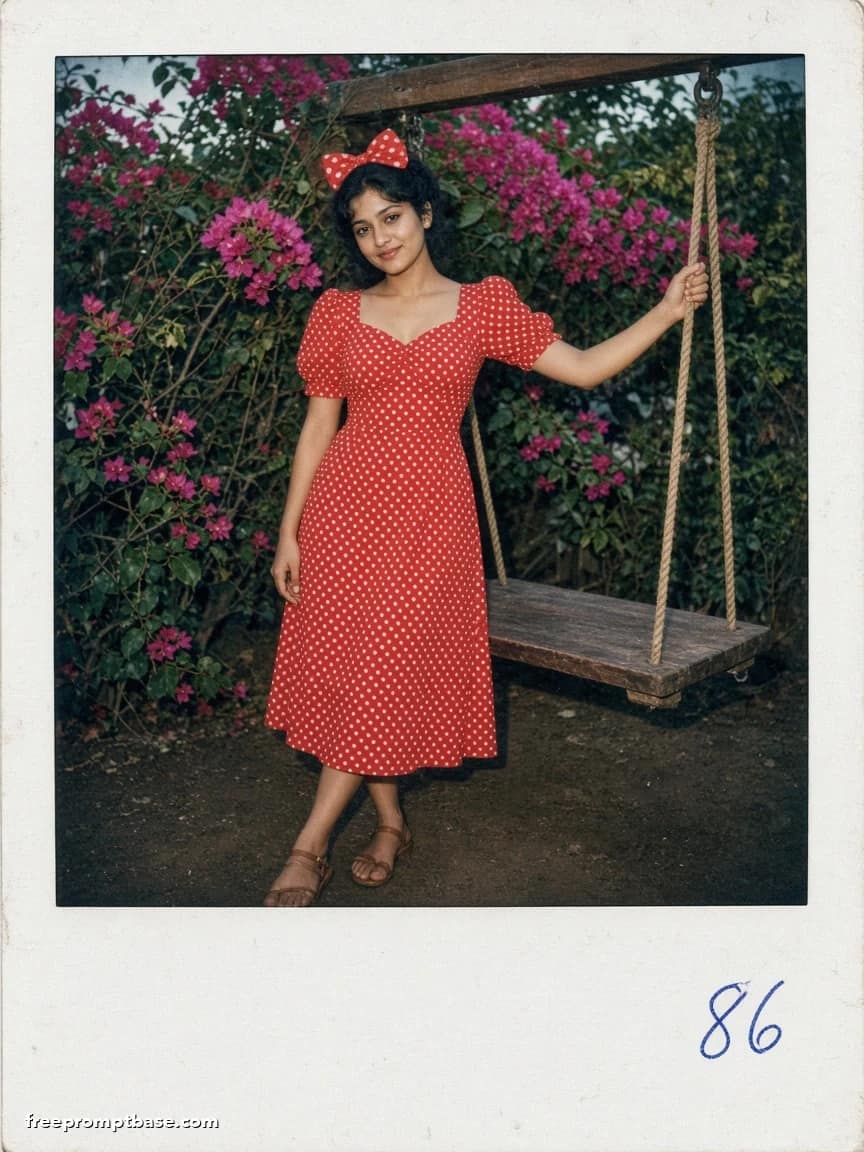 80s Trend Photo Prompt: Polaroid Polka Dot Dress, image 2