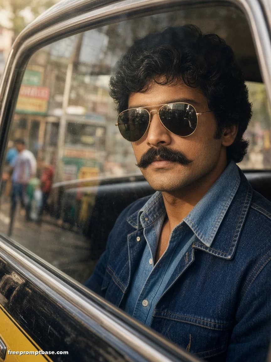 80s Photo Prompt for Men: Double Denim Taxi Street, image 4