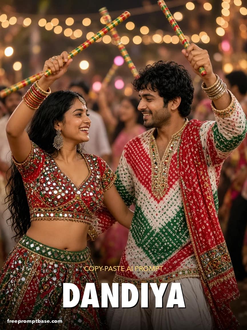 Garba Night Couple Dandiya Photo Prompt for Navratri, image 1