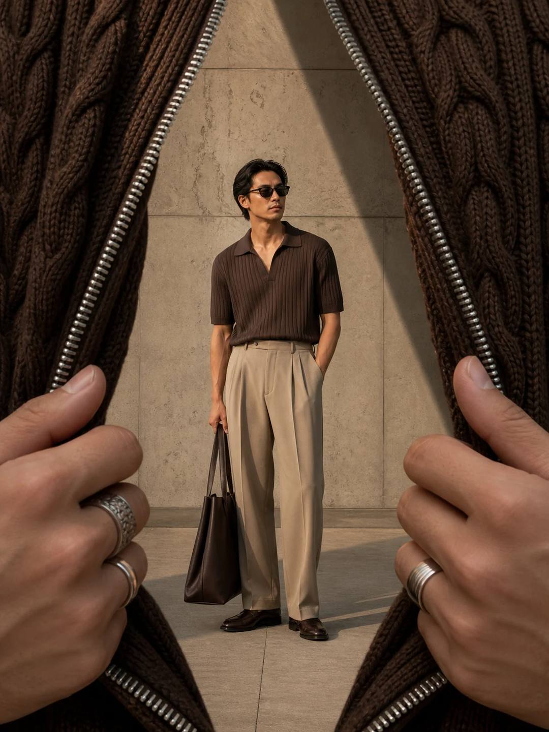 Giant Knitted Cardigan Fashion Editorial Prompt, image 4