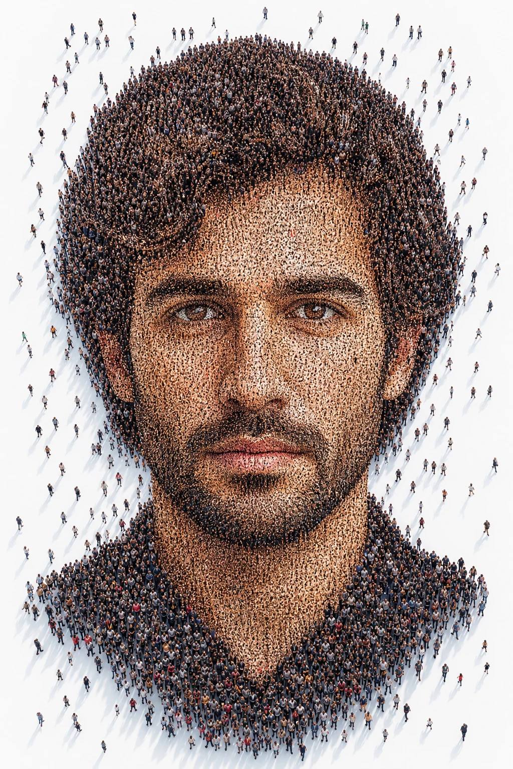 Human Crowd Mosaic Aerial Portrait Photo Prompt, image 4