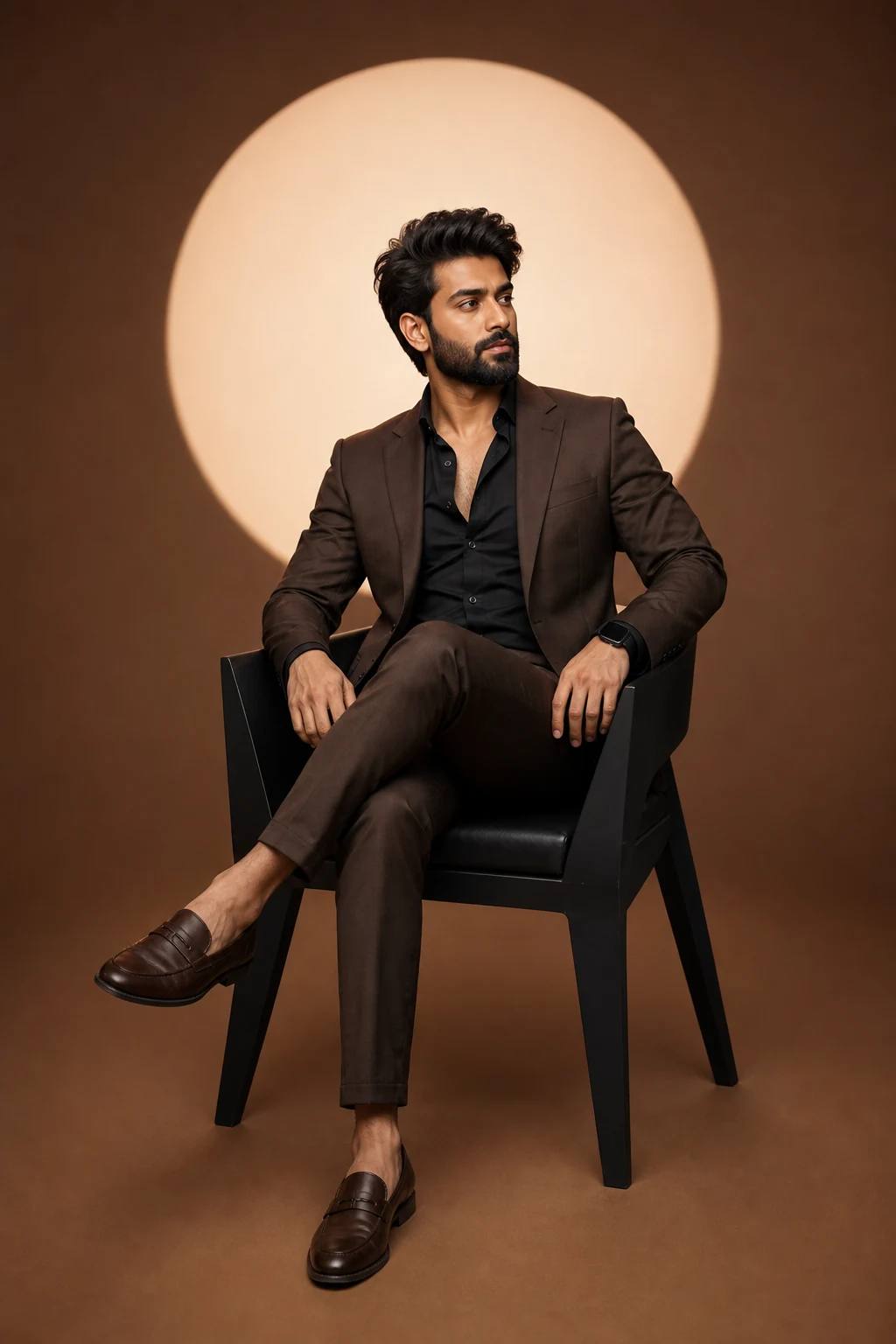 Monochrome Brown Luxury Studio Portrait Prompt, image 2