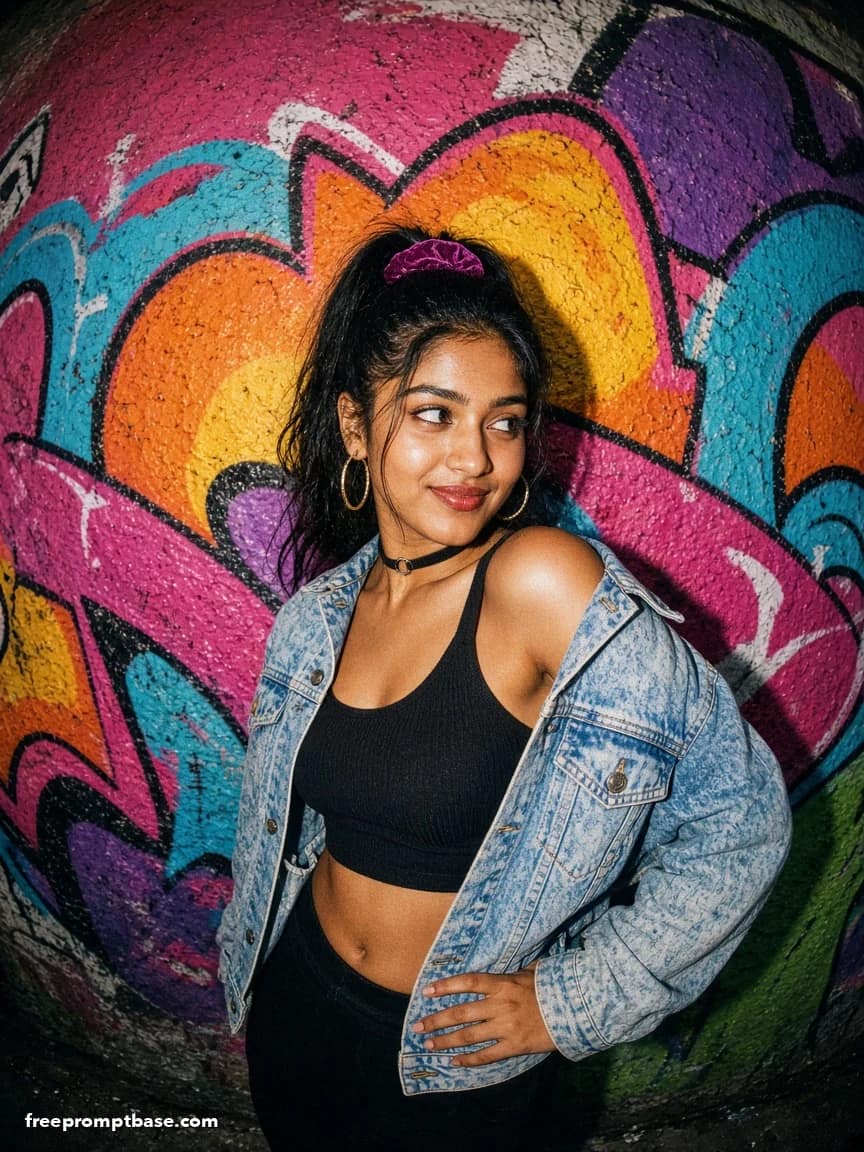 90s Photo Prompt for Girls: Denim Jacket Pop Look, image 4
