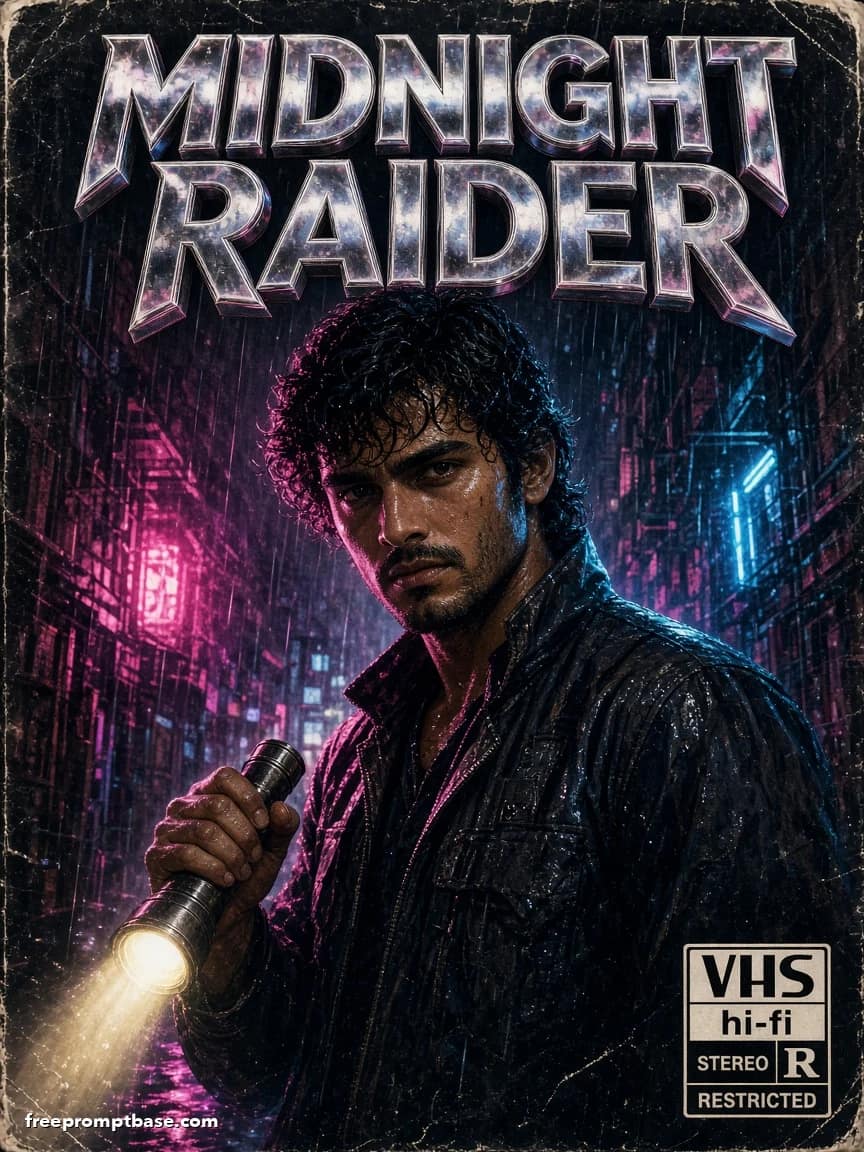 80s Video Cassette Cover Prompt: Retro Action Hero Edit, image 2