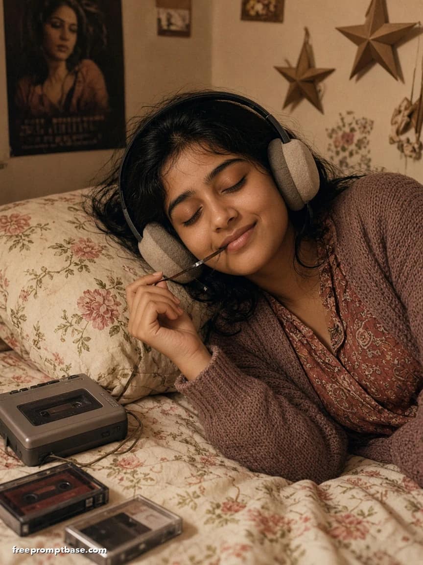 80s Photo Prompt for Girls: Cassette Player Bedroom Edit, image 4