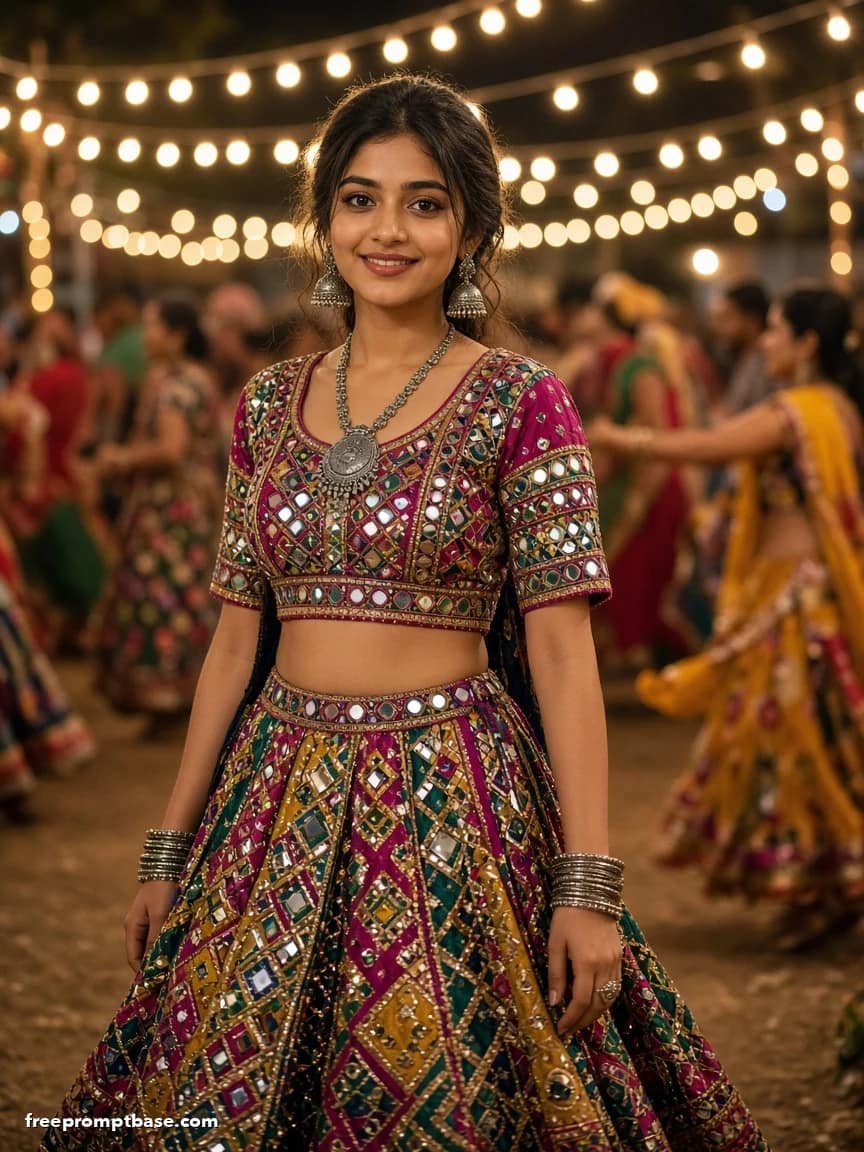 Navratri Prompt for Gemini Girl: Garba Circle Night, image 3