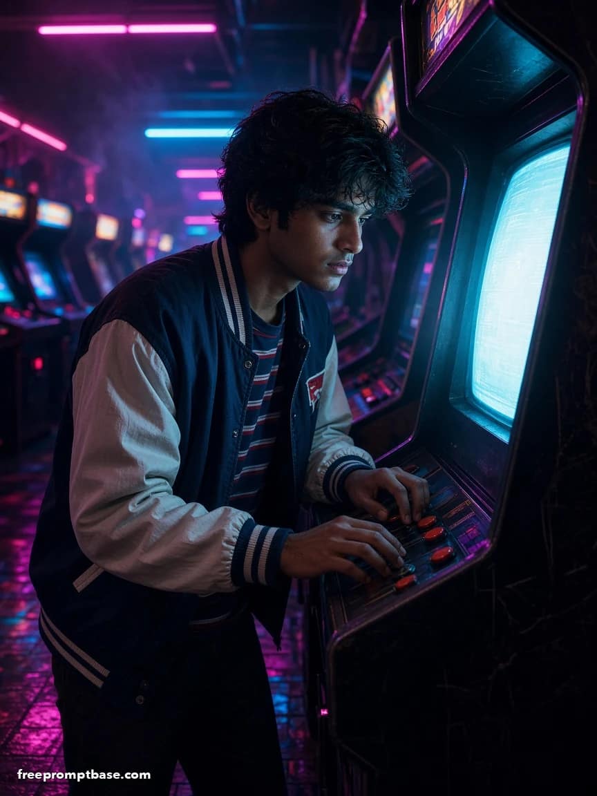 Retro 80s Prompt: Neon Arcade Synthwave Portrait Edit, image 2