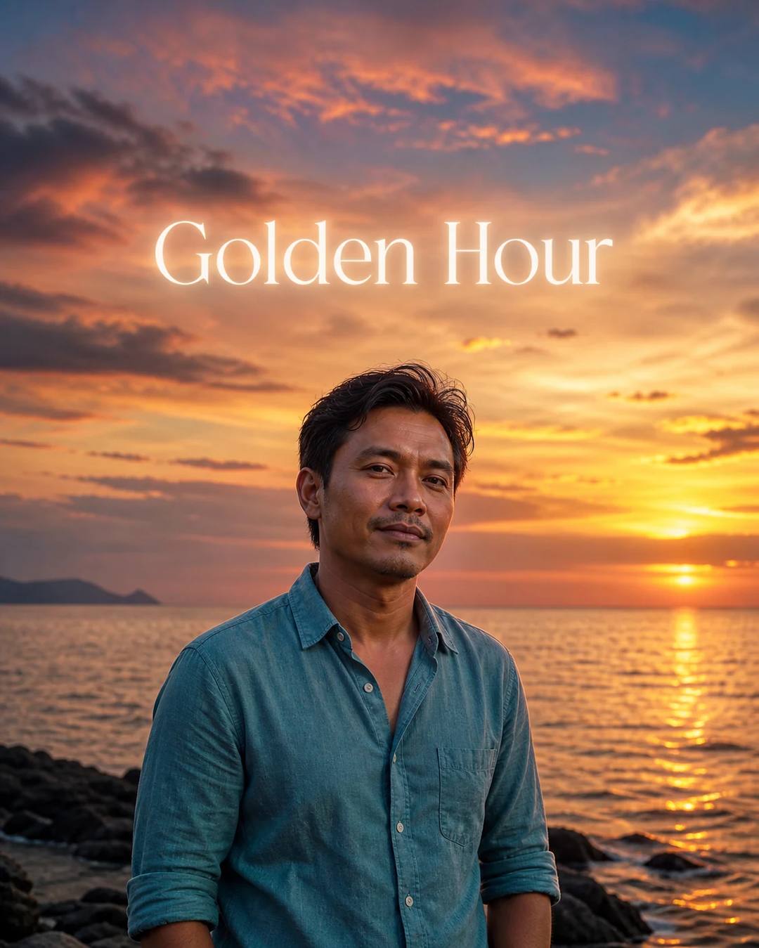 Golden Hour Glow Text Overlay Photo Editing Prompt, image 4