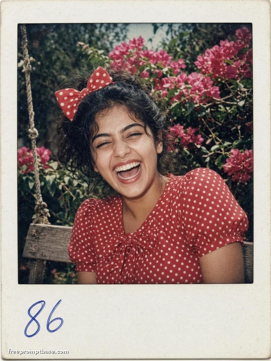 80s Trend Photo Prompt: Polaroid Polka Dot Dress, image 3