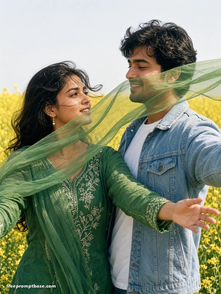 90s Photo Prompt for Couple: Mustard Field Romance, image 4