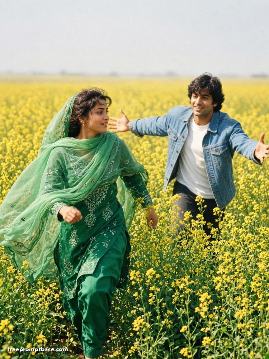90s Photo Prompt for Couple: Mustard Field Romance, image 2