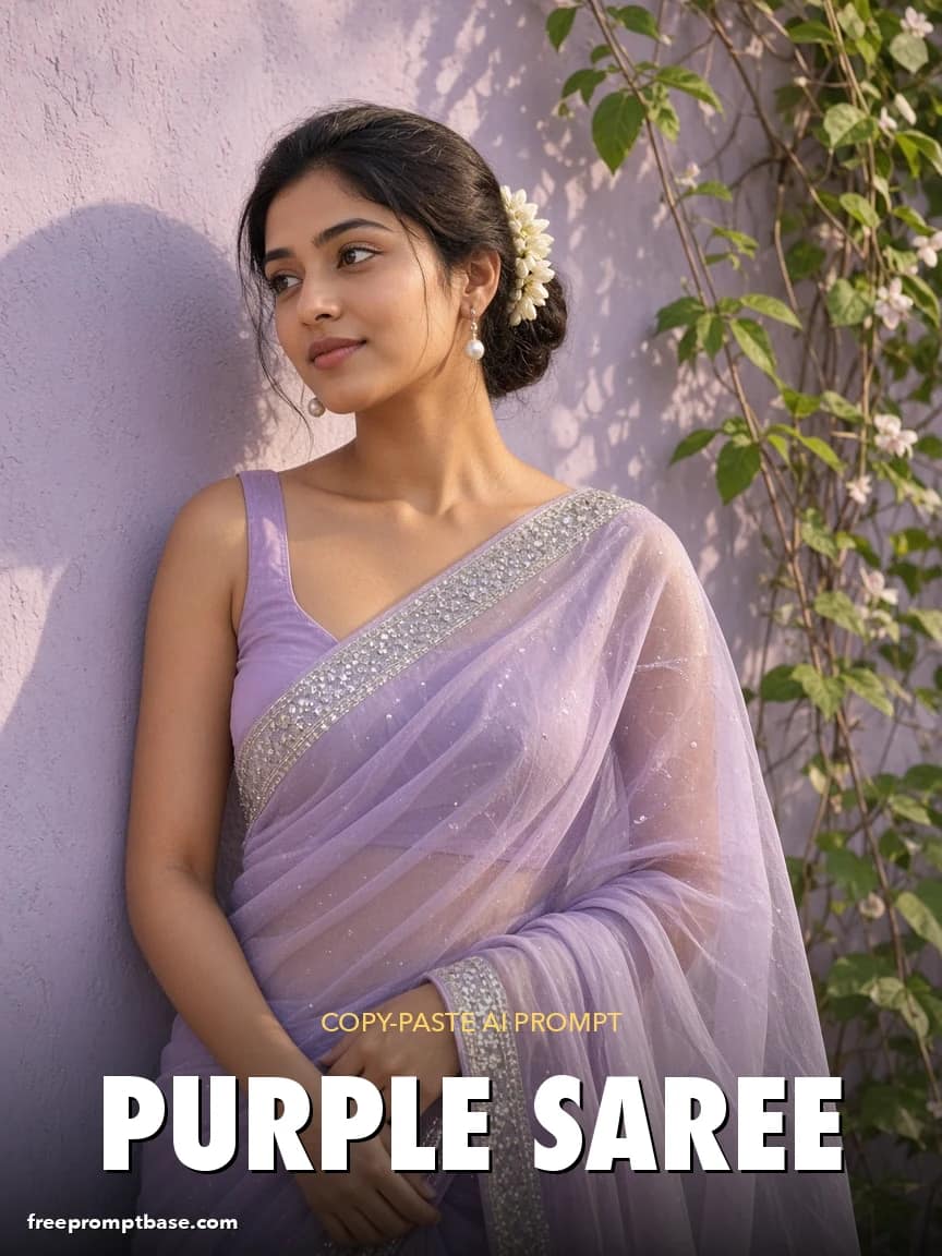 Trending Purple Saree Prompt for Gemini AI Photo Edit, image 1