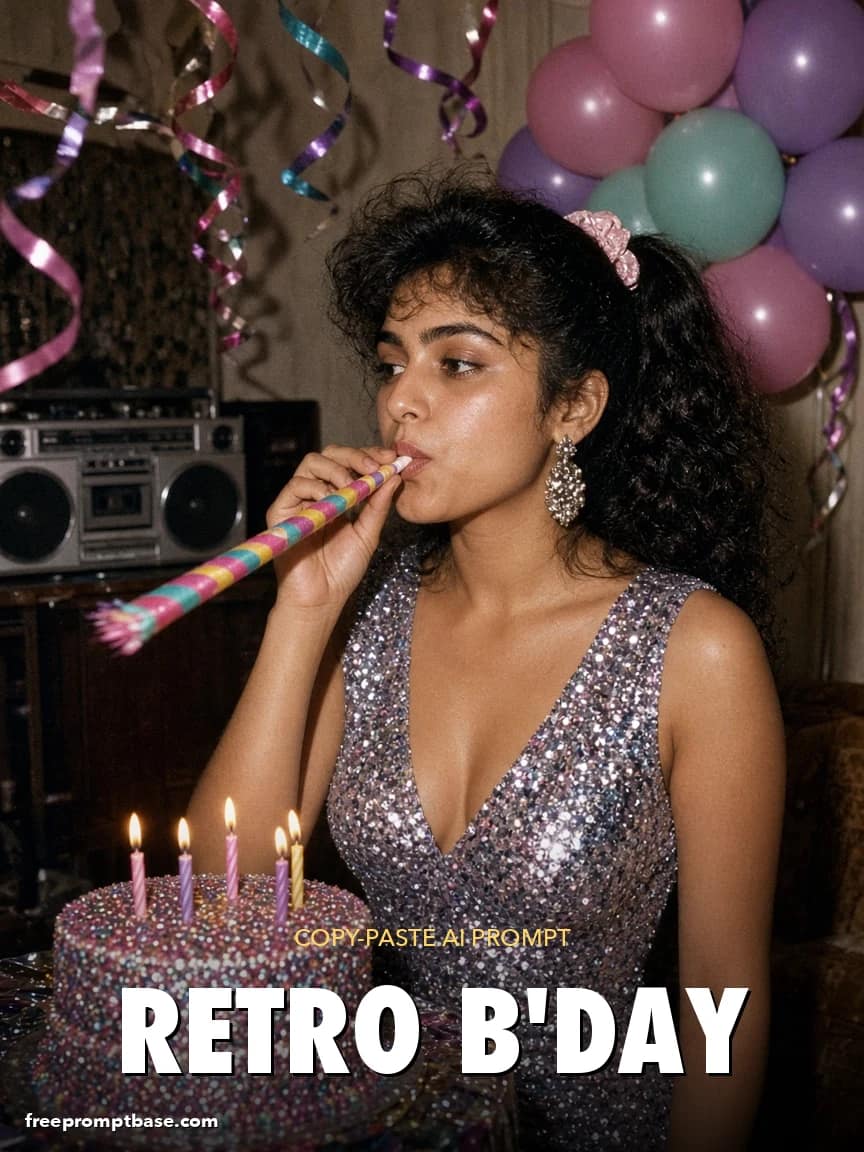 80s Retro Birthday Party Photo Prompt for ChatGPT & Gemini, image 1