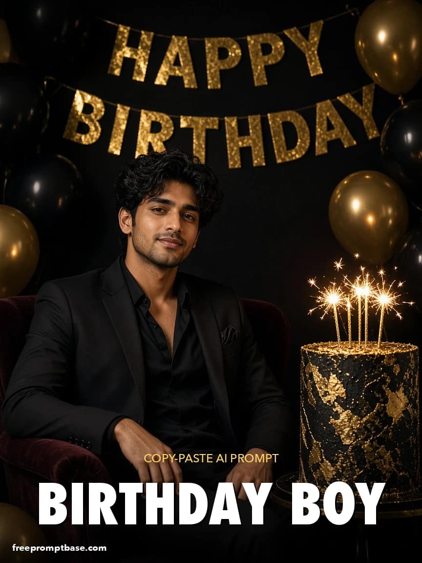 Birthday Prompt for Boy: Black Suit Balloon Studio, image 1