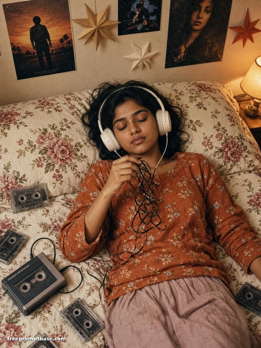 80s Photo Prompt for Girls: Cassette Player Bedroom Edit, image 3