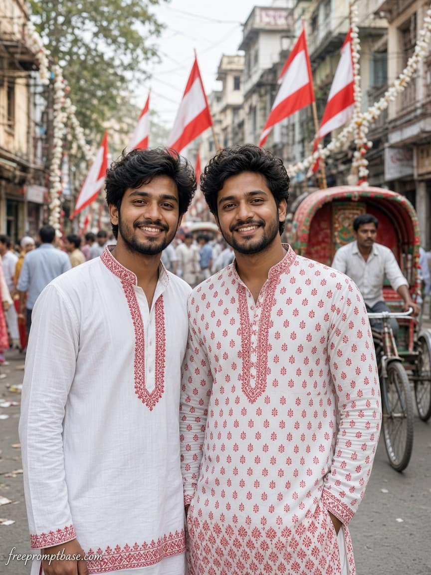 White Red Street Gemini Puja Friends Photo Prompt, image 3