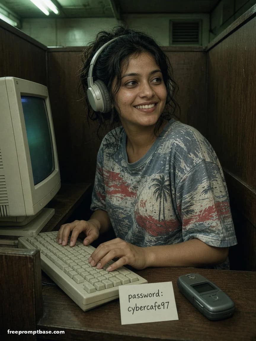 90s Cyber Cafe Photo Prompt: Retro CRT Monitor Nostalgia, image 2