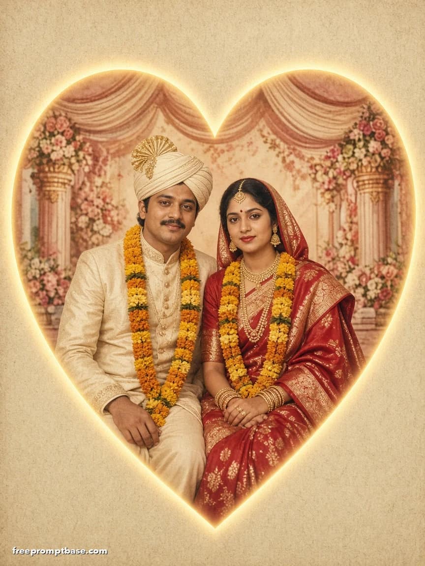 80s Wedding Photo Prompt: Studio Couple Frame, image 3