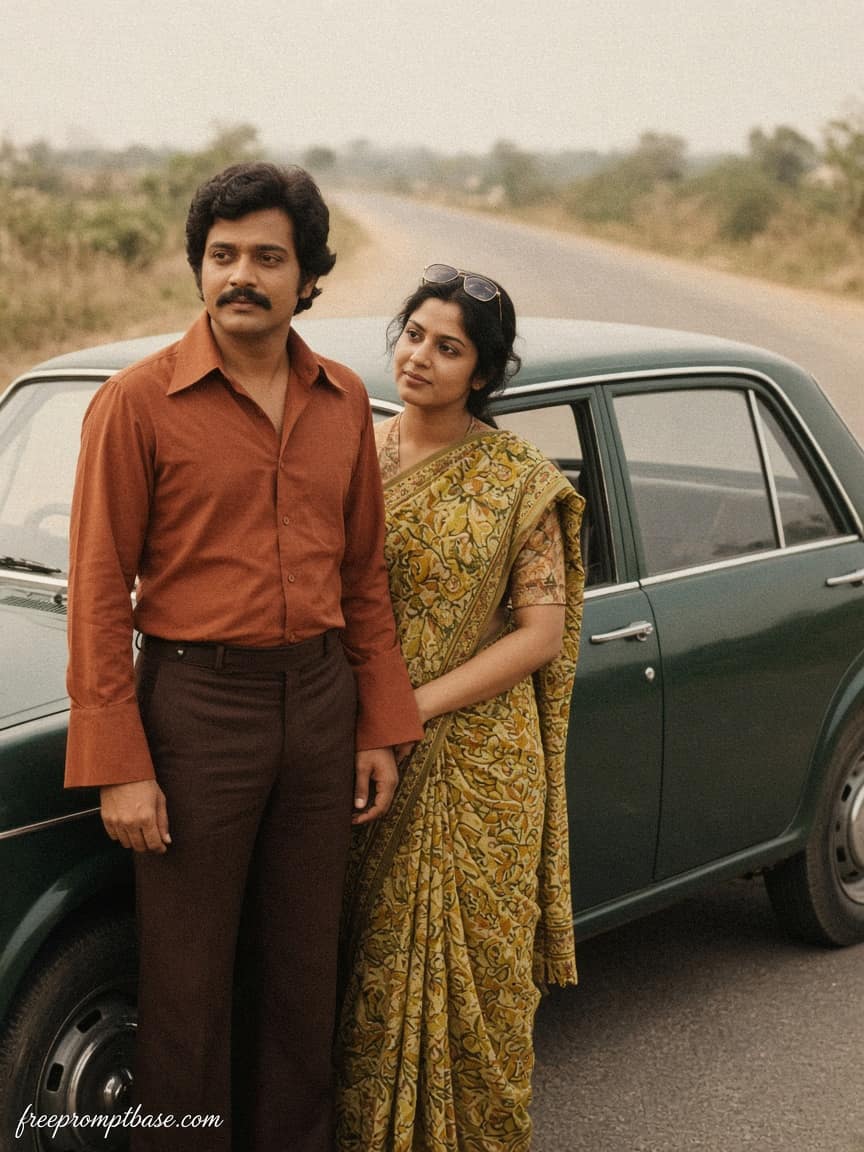 1970s Film Still Retro Gemini Couple Photo Prompt, image 3