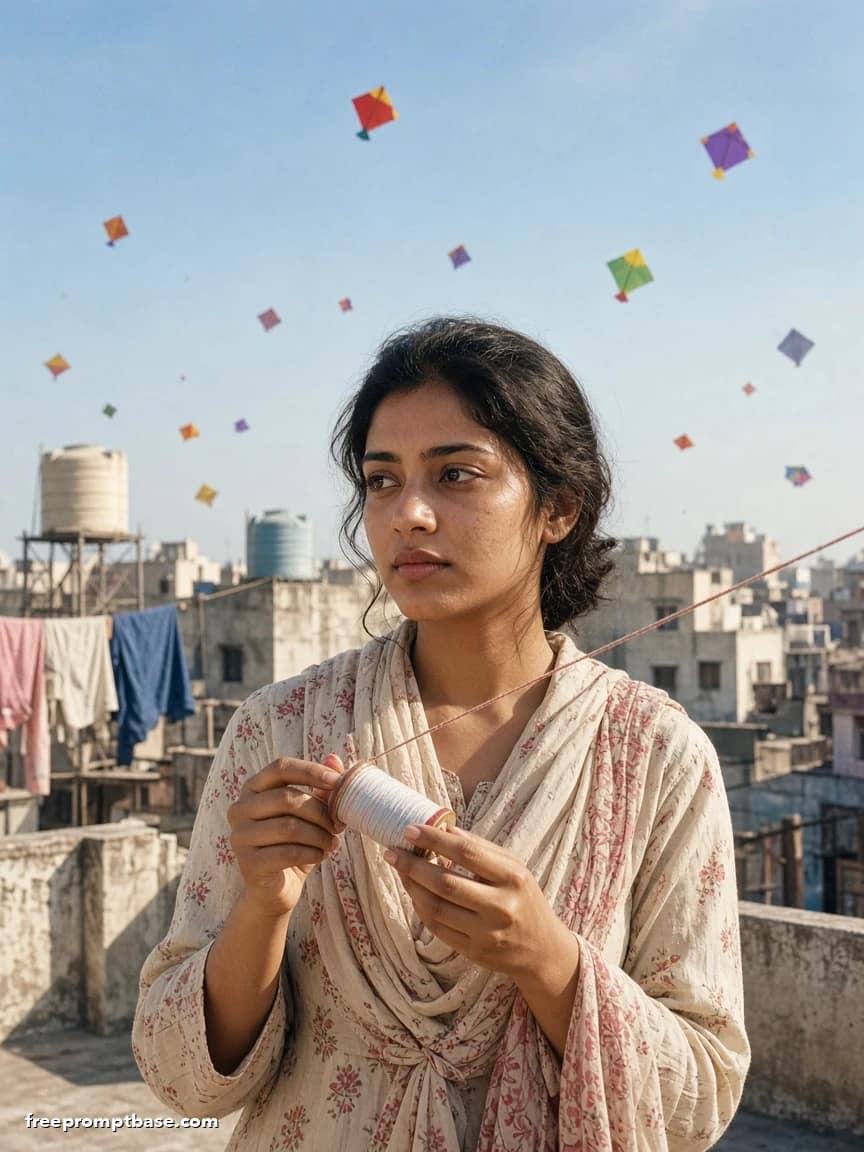 90s Rooftop Kite Flying Photo Prompt for Gemini AI, image 4