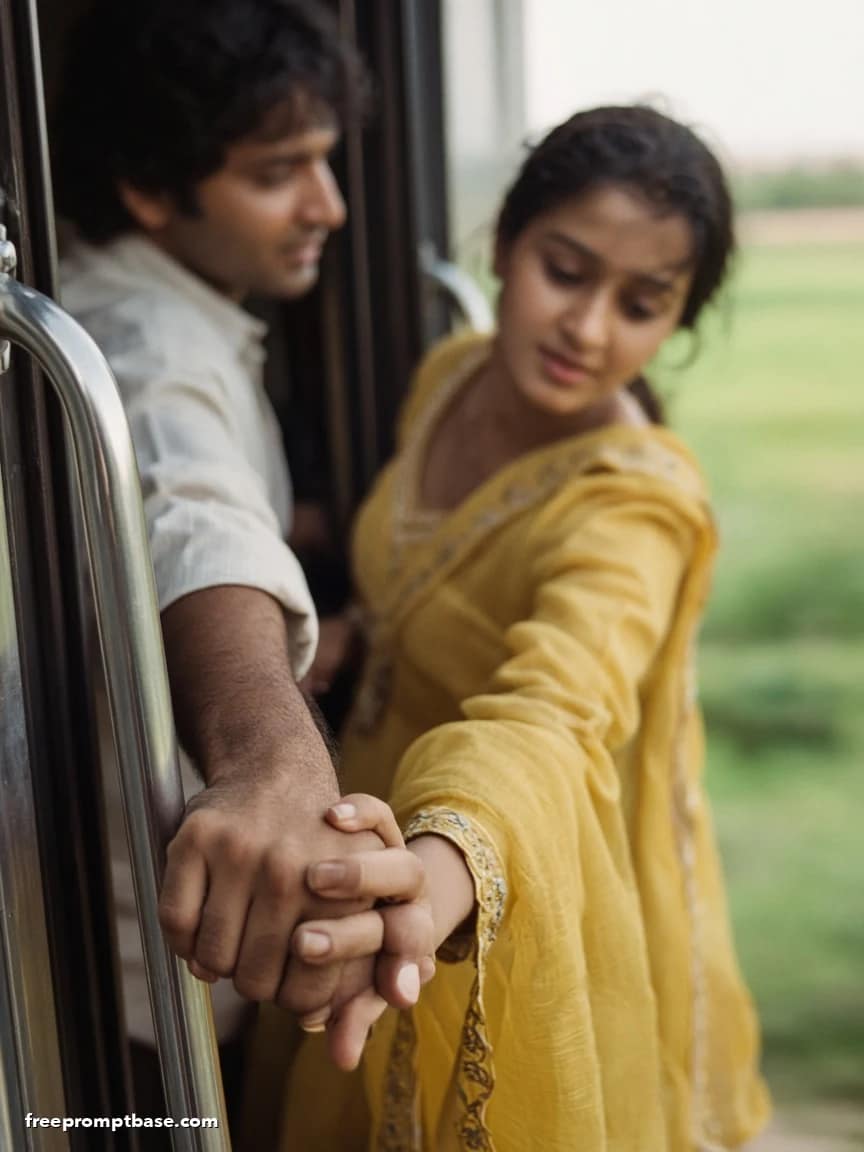 90s Couple Photo Prompt: Train Door Romance Film Still, image 4