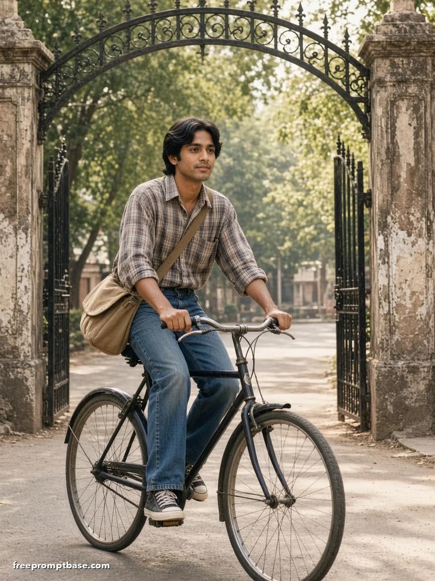 90s Photo Prompt for Men: College Gate Bicycle, image 2