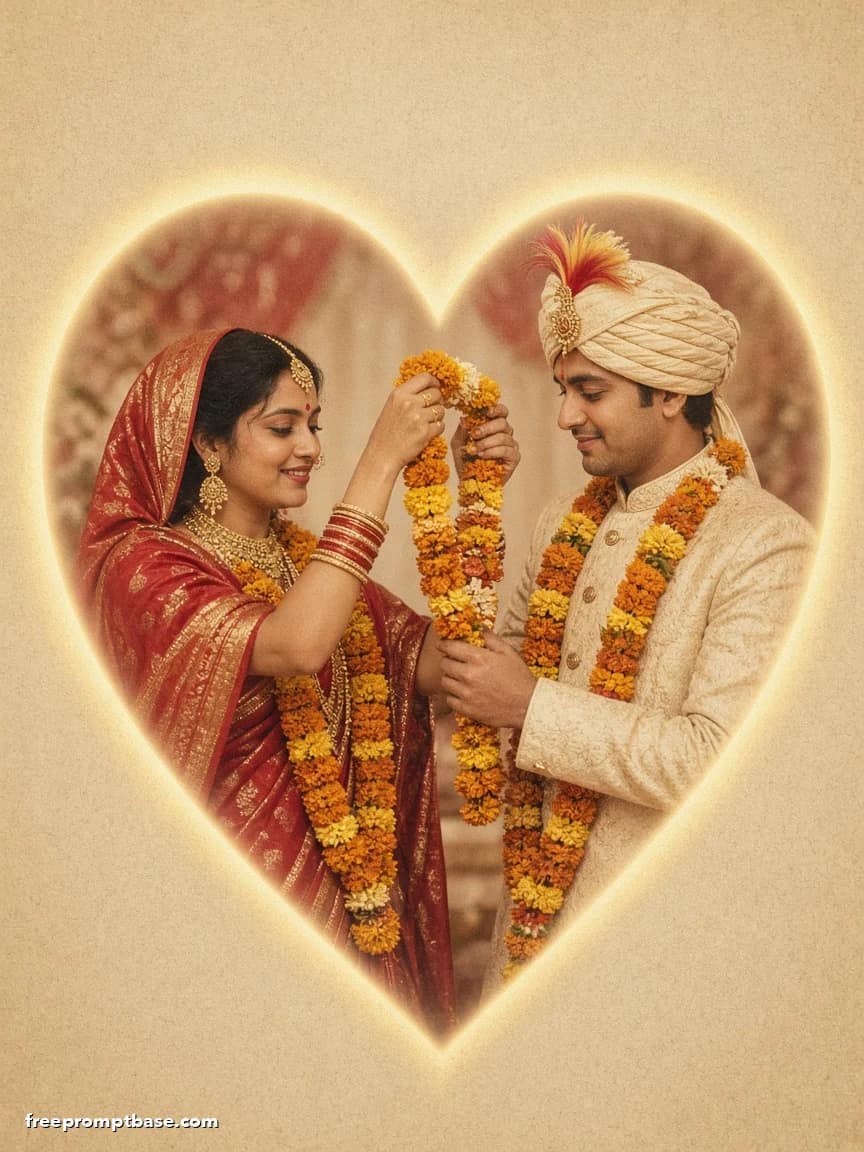 80s Wedding Photo Prompt: Studio Couple Frame, image 2