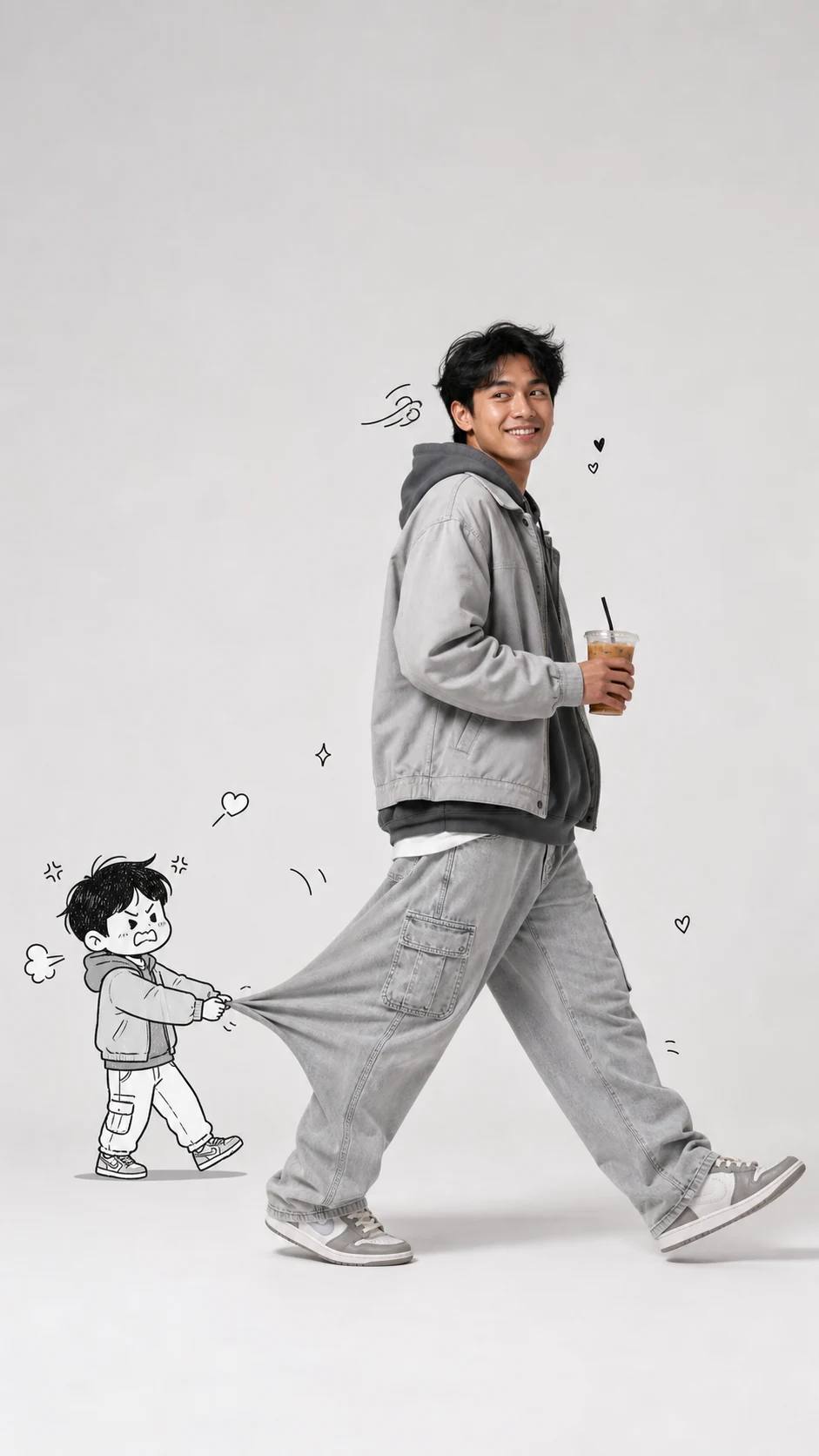 Walking with Mini Doodle Character Photo Prompt, image 3