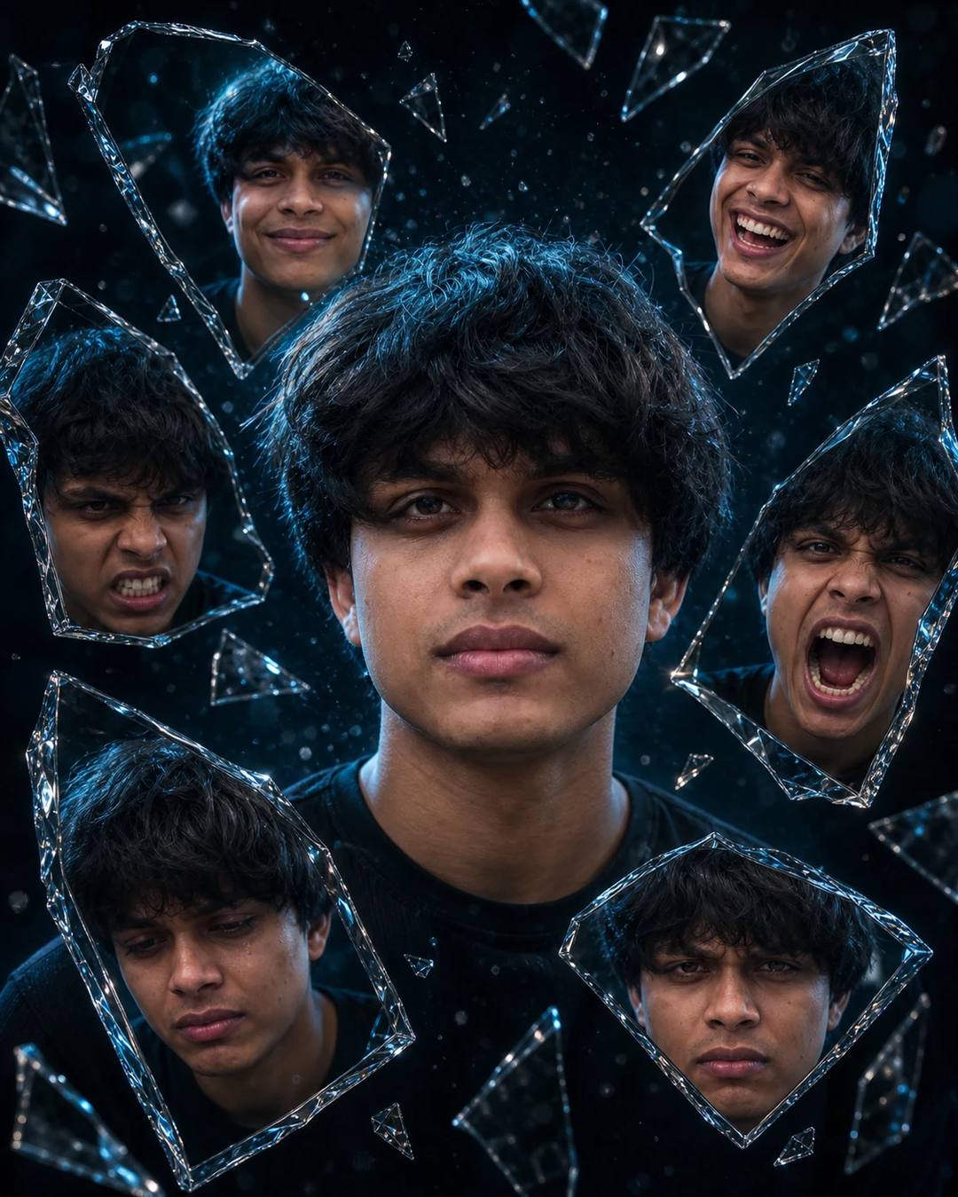 Shattered Mirror Emotion Portrait AI Photo Prompt, image 2
