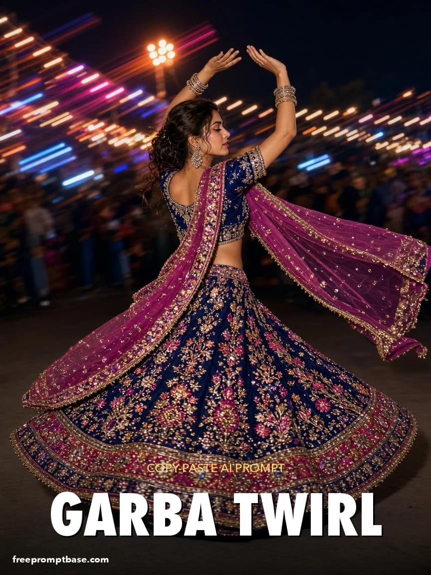 ChatGPT Navratri Photo Editing Prompt: Garba Twirl, image 1