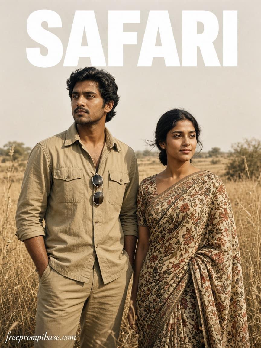 Safari Jacket 70s Retro Gemini Couple Photo Prompt, image 1