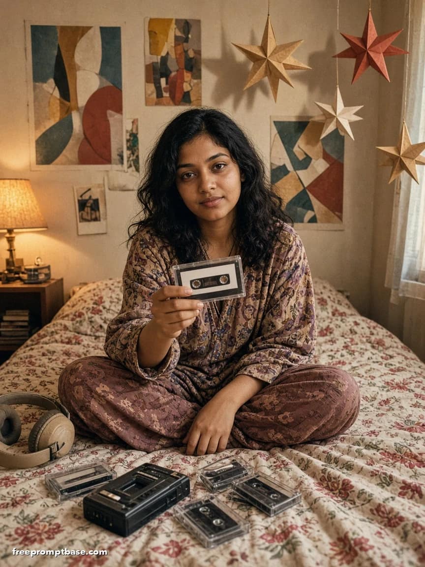 80s Photo Prompt for Girls: Cassette Player Bedroom Edit, image 2
